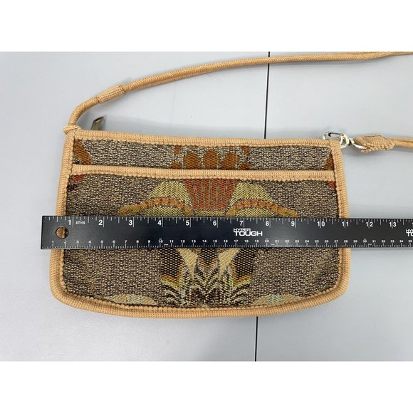 Vintage Carpet Bags Of America Shoulder Purse Zip Top Knit Boho Birds Tan Beige - Picture 13 of 16